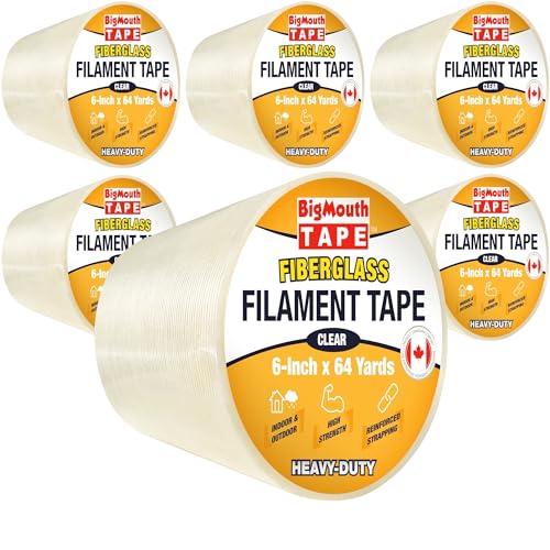 Image of 6 Rolls Fiberglass Tape, 6-Inch x 384-Yards, Available in 6 Sizes, Fiber Reinforced Packing Tape, Used for Heavy Duty Strapping, Fixing, Reinforcing, and Repairing