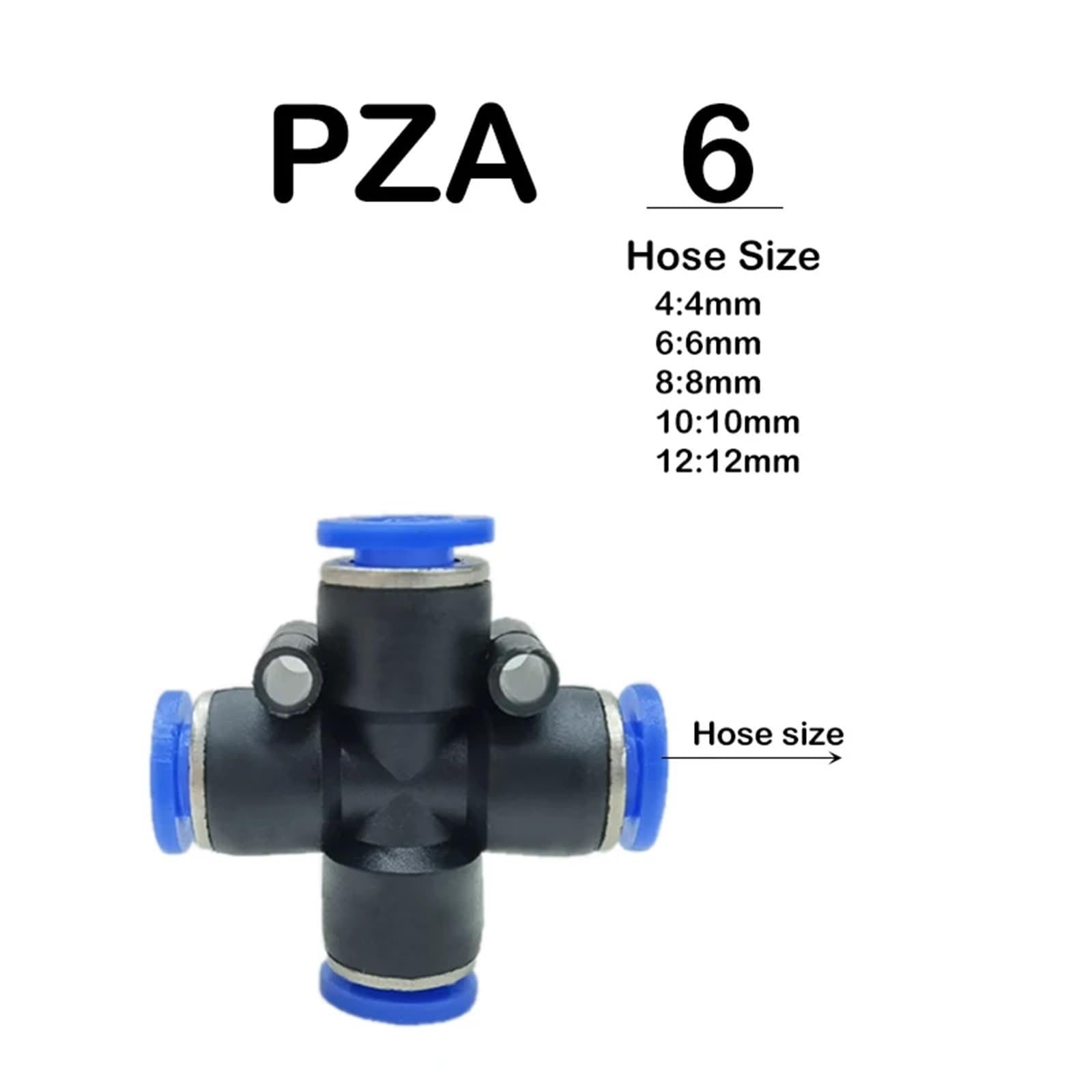 Connettori rapidi pneumatici per tubi e tubi, realizzati in plastica PE/PU/PY/PM/PV/PP, per tubi da 14 mm e 16 mm (10 pezzi) (PZA (10 pezzi Lotto), utilizzare tubo da 16 mm)