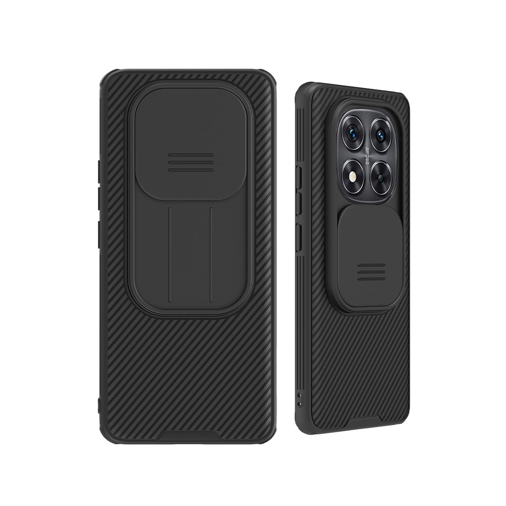 for POCO X7 5G Case/Redmi Note 14 Pro 5G Case with Slide Camera Cover, Slim Stylish Slip Shockproof Protective CamShield Case Black