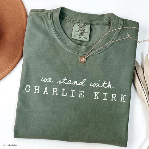 We Stand with Charlie Kirk Shirt – Comfort Colors Conservative Political Tee – Free Speech Liberty Activist T-Shirt – Patriotic USA Support Charlie Kirk Graphic Tee Multi4