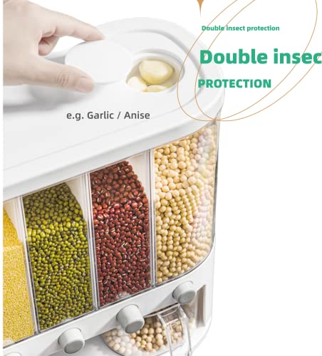 Giveroo Rice Dispenser, Rice & Grain Storage Container Rotating Rice Storage Bucket One-Click Round Rice Output For Beans, Rice Beans Grains And Coffee #TOP2