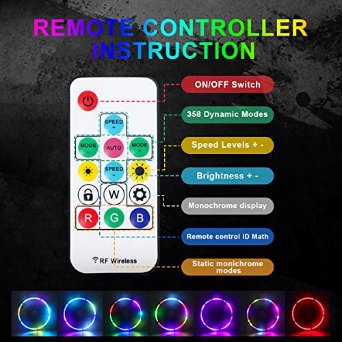 Cowone [Rgb Stylish Look Spare Tire Brake Light Wheel Light 3Rd Third Brake Light Compatible With Jeep Wrangler Jk Jku 2007-2018,Yj Tj Lj 1987-2018,Jl 2018-2020 [Wireless Remote Controller] #TOP2