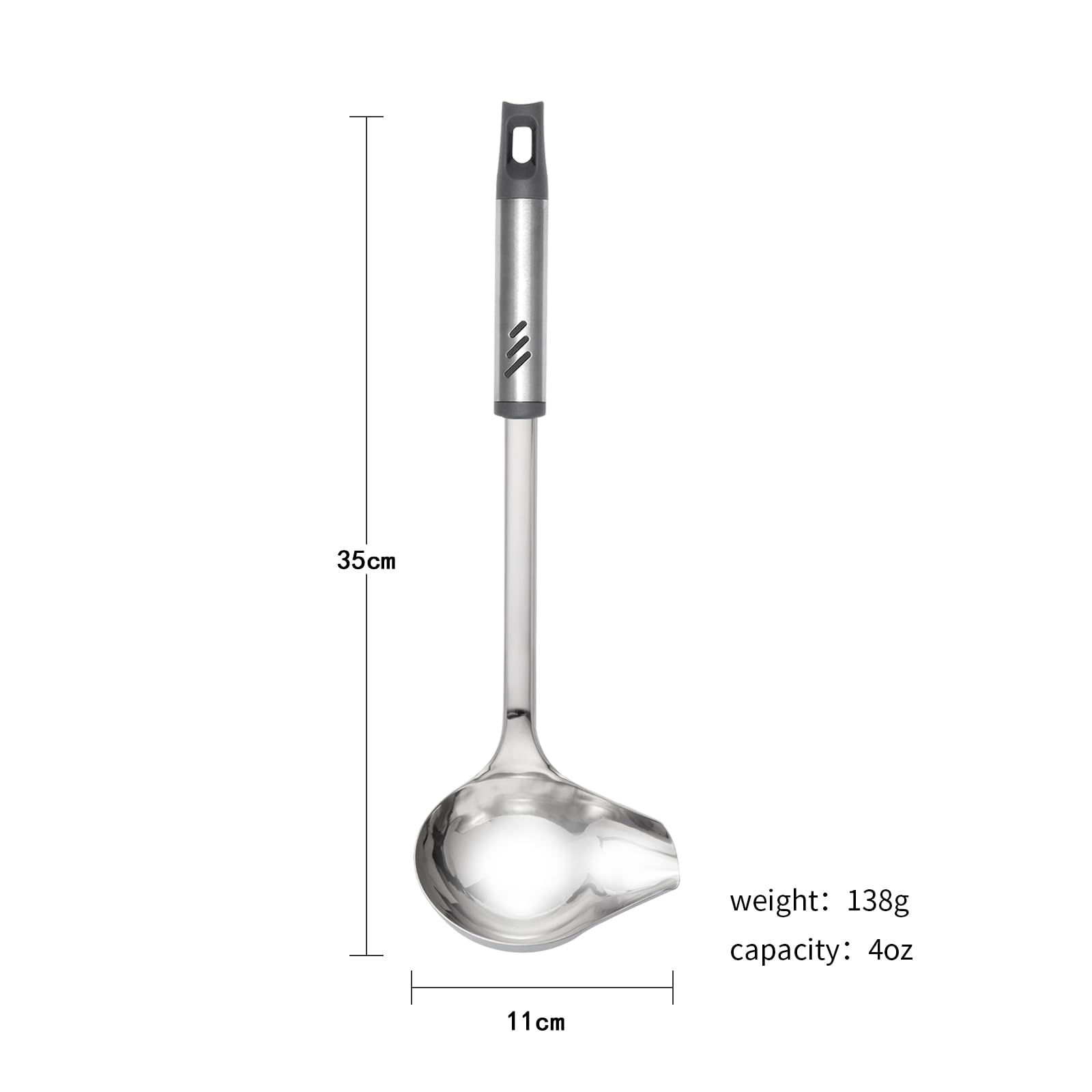 Lebabo Gravy Ladle with Spout, Stainless Steel Large Ladles for Serving Sauce, Metal Ladle with Long Handle for Kitchen, Comfortable Grip, Durable Construction, Silver (4 oz)