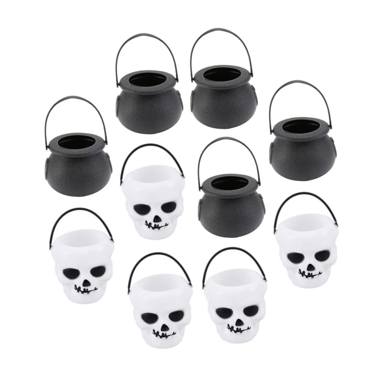 PRETYZOOM 10Pcs Halloween Skull Design Candy Bucket Novelty Treat Storage for Halloween Decoration for Home Party Use