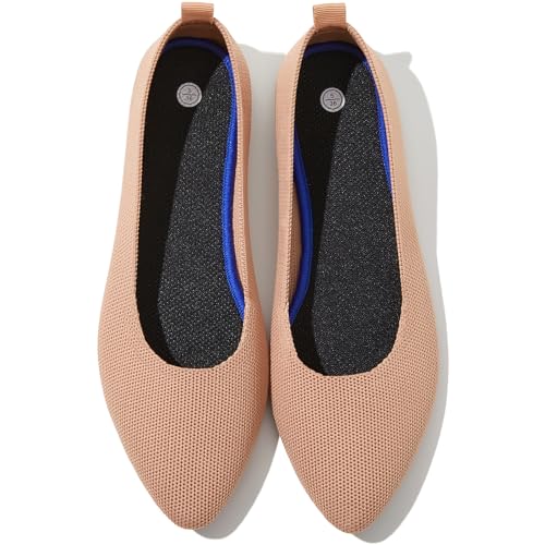 Women's Flats Shoes Pointed Toe Flats Comfortable Slip on Shoes Flat Dress Shoes Black Ballet Flats for Women(Khaki.us8)