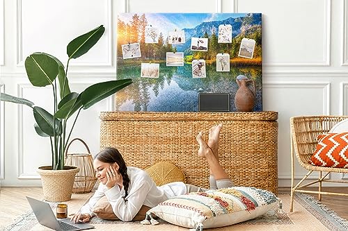 Tableau liège horizontal 120x80 coloré motif montagnes pour bureau - 3