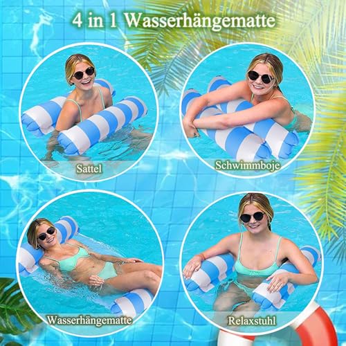 Miniatura 2 de Sitbfoam 2 Piezas Colchón De Aire Hamaca De Agua, Colchón De Aire Accesorios Para Piscina, Diversión, 4 En 1, Hamaca, Piscina, Playa, Loung Acuático Para Adultos Y Niños Hammock-Pink
