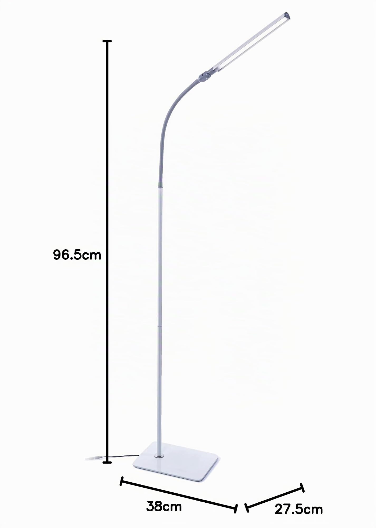 daylight Lampadaire UnoPro - Nouvelle lampe LED - Lumière du jour 6 000 K, 1 145 lux à 30 cm, 4 niveaux de luminosité, bras flexible, basse consommation, blanc
