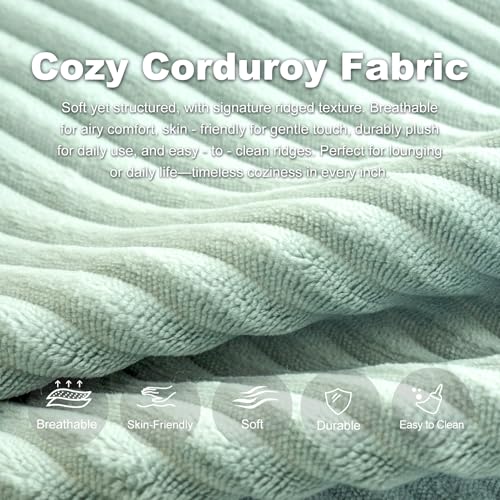 Giant Bean Bag Chair for Adults,Corduroy Chaise Lounge with Unrivaled Back Support, Detachable Neck Pillow, Comfortable Ottoman & Washable Cover for Living Room, Bedroom, Garden(Mint Green) by Snug Sofee - Image 9