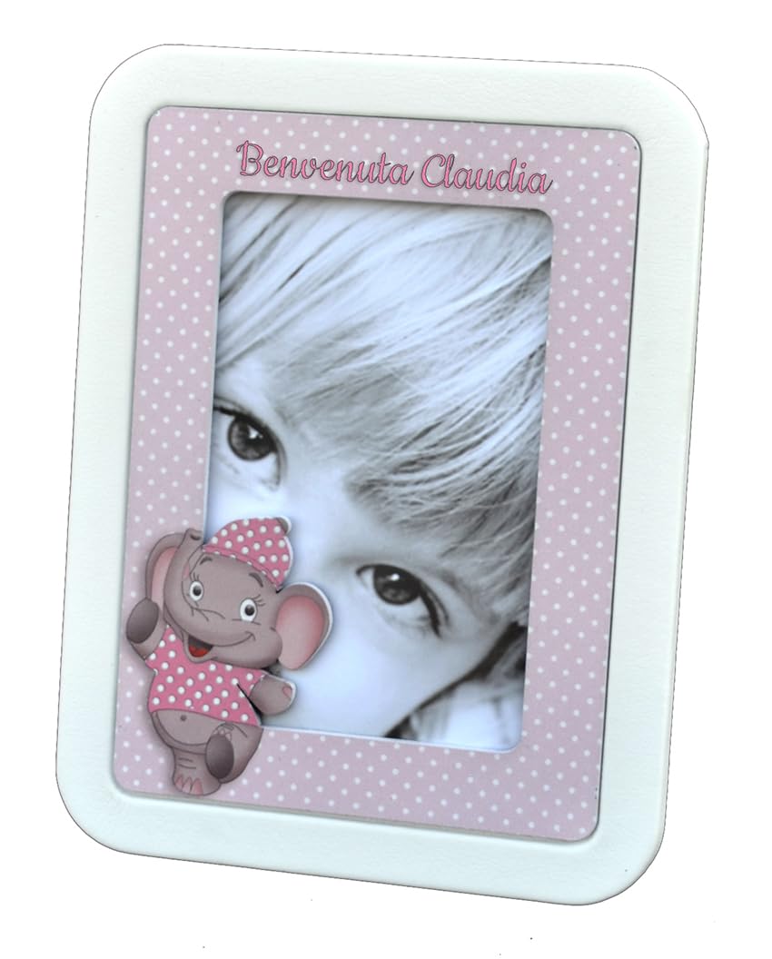 Benvenuto al Mondo: Set regalo tema Elefantino con Portafoto da tavolo Profumatore e Sopraculla Neonato nascita (Rosa)