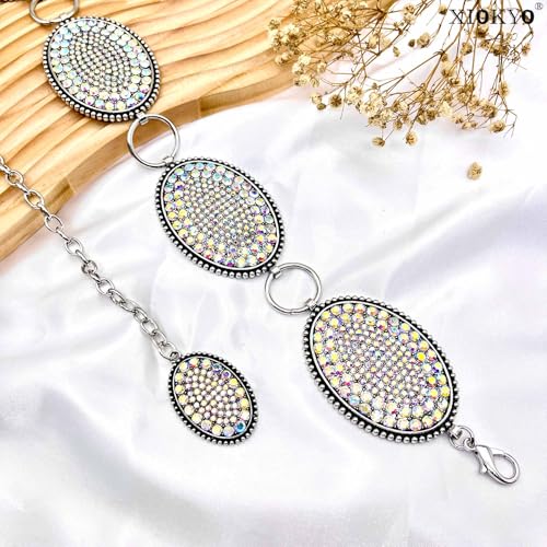 Bling Rhinestone Concho Belt Heavy Metal Western Crystal Chain Belt Cowgirl Sparkly Waist Chain for Women Dress3