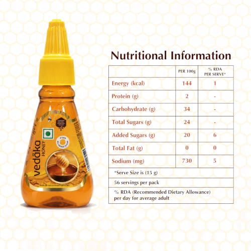 Image of Amazon Brand - Vedaka Squeezy Honey | 800 g | (400 g x Pack of 2) | No Added Sugar | Rich in Antioxidants | Source of Nutrition & Energy
