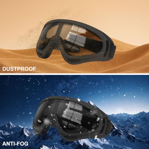 3 Pack Ski Goggles ATV Dustproof Dirt Bike Goggles UV Protection Foam Anti for Ski Racing Riding, Off Road Waterproof Motocross - Image 5