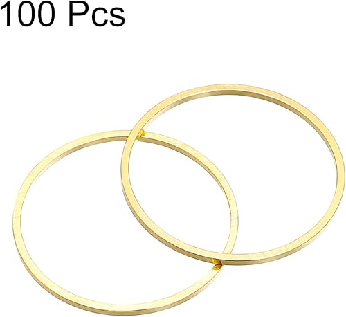 Miniatura 3 de uxcell Anillos de enlace redondos de bisel de círculo hueco de latón, para aretes, collares, fabricación de joyas