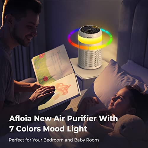 Afloia Hepa Air Purifiers For Bedroom With 7 Colors Light, Mini Air Purifier With Fragrance Sponge For Home Office Living Room, Small Desktop Air Purifier For Pet Dander Mold Pollen Odor Smoke Dust #TOP2