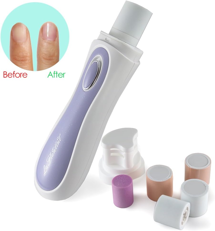 Nail Care Set – Electric Manicure/Pedicure Tool. Easily File, Buff, Shine Fingernail and Toenail. Long Lasting Beautiful Natural Nails. Free AA Batteries and Pouch (Languid Lavender)