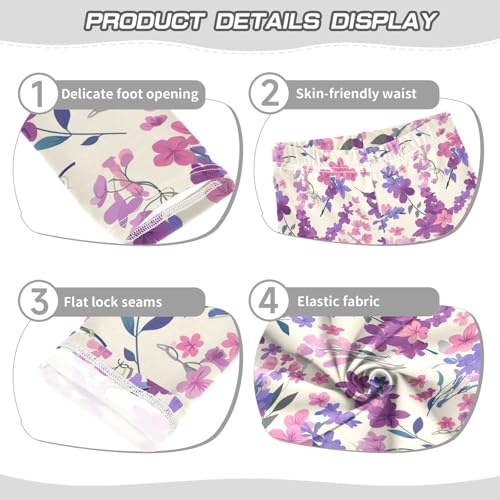 KLL Lilac and Pink Flowers Toddler Girls Legging Casual Full Length Dance Pants Exercise3