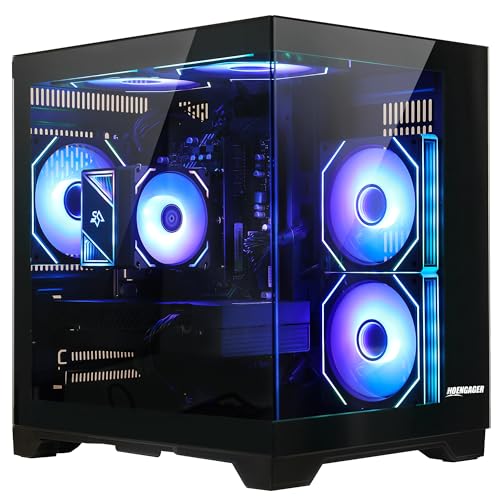 Image of Gaming PC Desktop, AMD Ryzen 5 5600 6-Core 12 Threads, RX 6600M 8GB, 16GB RAM, 1TB SSD, Software-Controlled ARGB Lighting, Windows 11, 1080P Gaming Computer, Black
