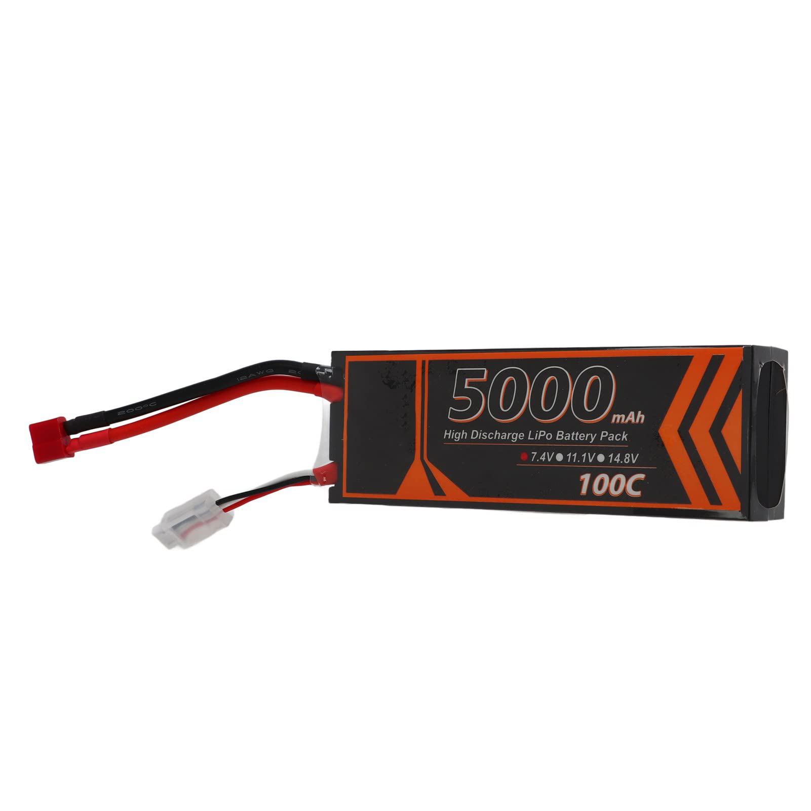 aqxreight Batteria Lipo RC Rigida da 7,4 V 5000 MAh 2S 100C con Spina Rossa a Forma di T per Auto RC Ad Alta velocità Droni Crawler Modelli da Corsa