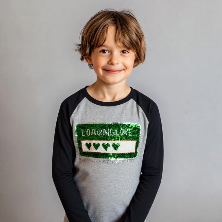 HH Family Valentines Shirts for Boys Flip Sequin Dinosaur or Heart Tie Kids T-Shirt Clothing - Image 3