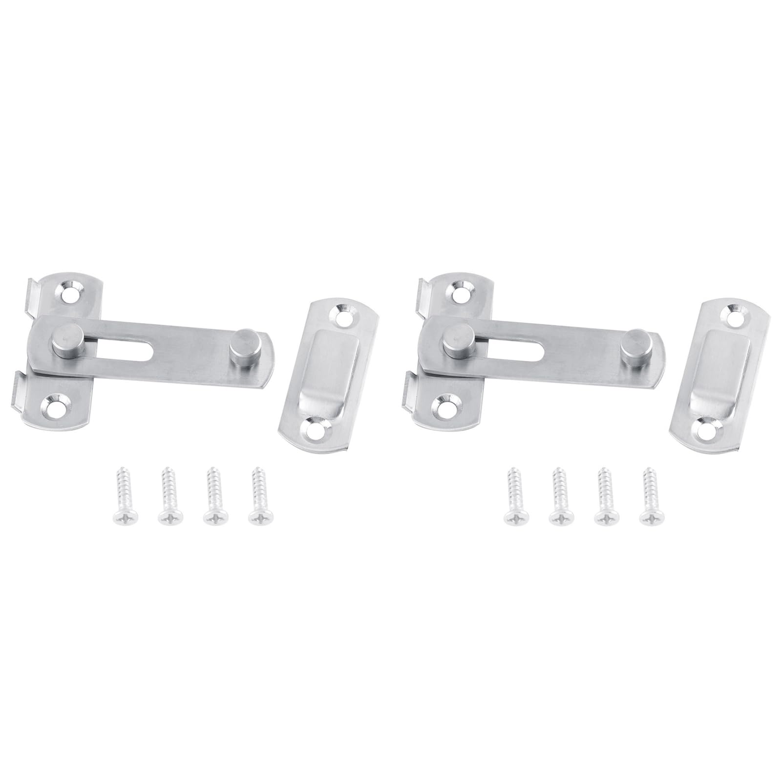 Door Hasp Latch Lock, 2 Pack Stainless Steel Safety Padlocks Clasp Hasp Lock Latch with Screws kit for Window Cabinet Fitting Room