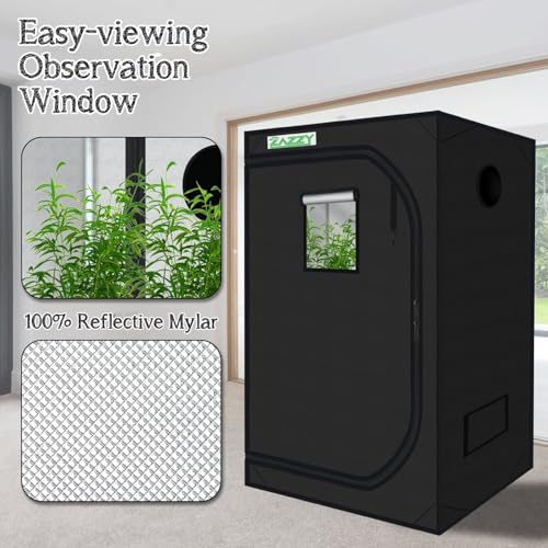 Image of zazzy 3'X3' Grow Tent 32 inchx32 inchx63 inch, High Reflective Mylar Growing Tent