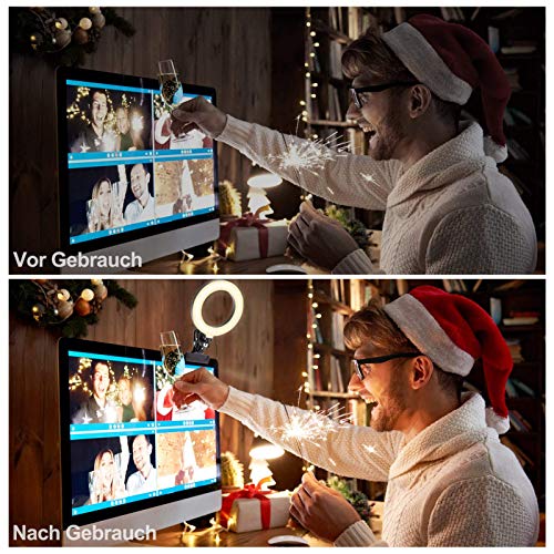 YIKANWEN Videokonferenz-Beleuchtungsset, Dimmbare LED Ringlicht mit Clip und Ständer, Webcam-Ringlicht für Fernarbeit… – Bild 4