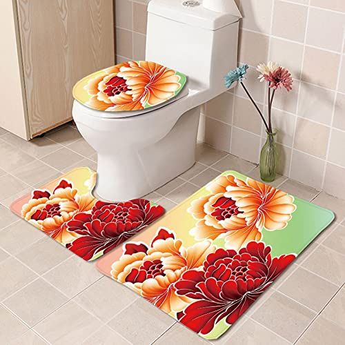 Badematten Set 3 teilig,Toilettenmatte Set,3er Badgarnitur Badezimmer Matte Set Dusch Bade Matte Vorleger Teppich 3D…