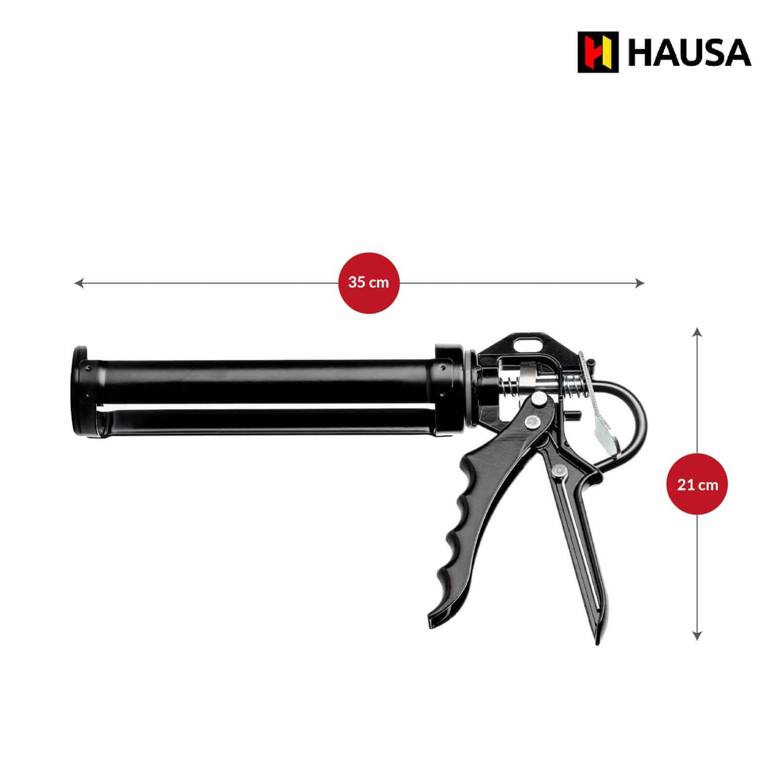 Hausa KIT PRO18 Pistola per cartuccia e HS050 silicone sanitario antracite, siringa per silicone, cartuccia di colla, colla per acquario, per cartucce con sigillante e colla, silicone, acrilico