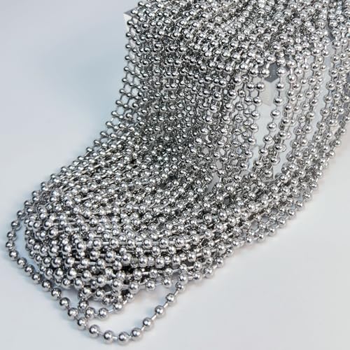 Size #10 Beaded Ball Chain 4.5mm - 50 Feet & 10pcs Connector Clasps for Plumbing (304 Stainless Steel)
