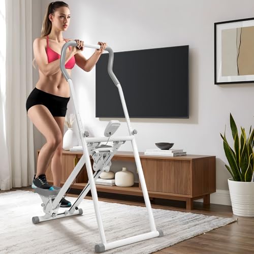 Stair Stepper Exercise Machine for Home Gym, Folding Stair Stepper, Vertical Climber Machine with Adjustable Handlebar, Non-Slip Pedals, LCD Monitor Fitness Trainer, Home Gym Workout Equipment White - Image 2