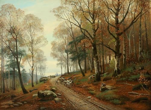 Cuadro en lienzo de bosque de 60x90cm para decoración de dormitorio
