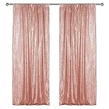 Sugargirl Rose Gold Sequin Backdrop Curtain 2 Panels 2FTx8FT Glitter Rose Gold Background Drapes Sparkle Photography Backdrop for Party Wedding Birthday Wall Decoration