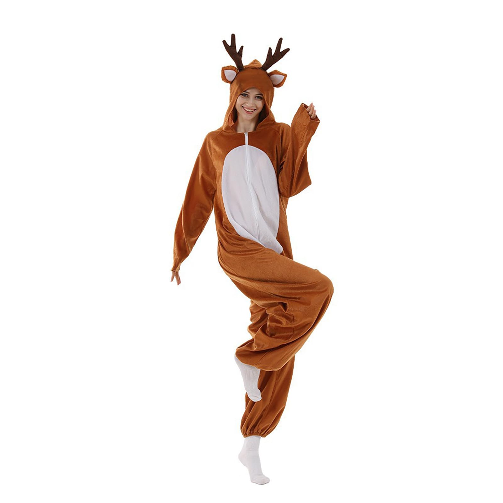 2026 Kombinezon bożonarodzeniowy z kombinezonem na imprezę cosplay dla kobiet i mężczyzn, z zamkiem błyskawicznym, ciepła bielizna nocna, odświętny, jednoczęściowy, na karnawał, domowy, puszysty