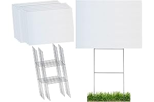 Pack of 10 Corrugated White Blank 18x24 Signs with Matching Stakes