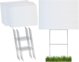 Durable Blank Corrugated White Yard Sign Kit Includes 10 of Each: Large 18x24 Signs and Strong Galvanized Steel Double H 10x24 Yard Stakes - Pack of 10 18x24 Signs with Yard Stakes