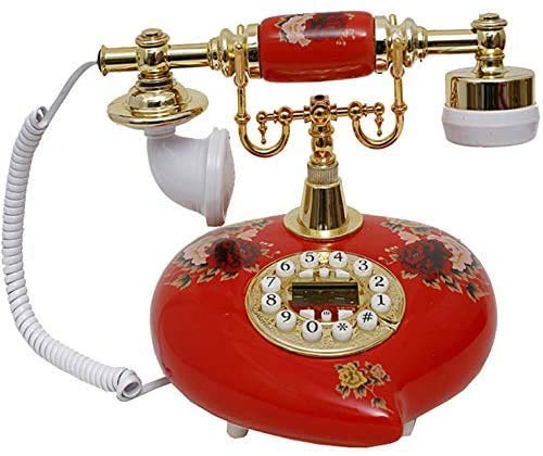TAISK Classic Retro Phone/Antique Ceramic Phone with Button - White,Yellow