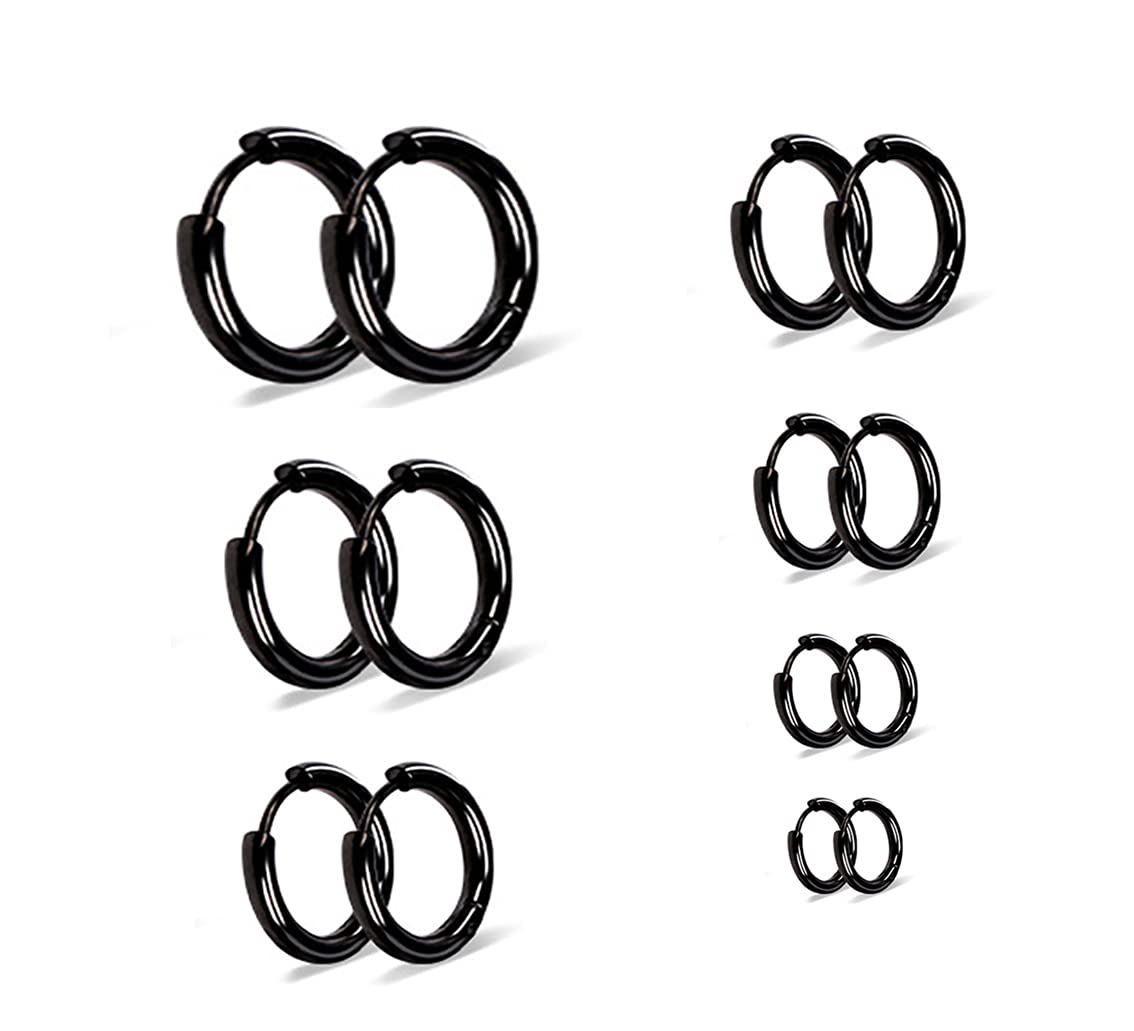 GANMFOYC 7 pares de pendientes de aro de acero inoxidable, anillos nasolabiales, accesorios de pendientes de aro de cartílago pequeño masculino y femenino 8 mm 10 mm 12 mm 14 mm 16 mm 18 mm 20 mm
