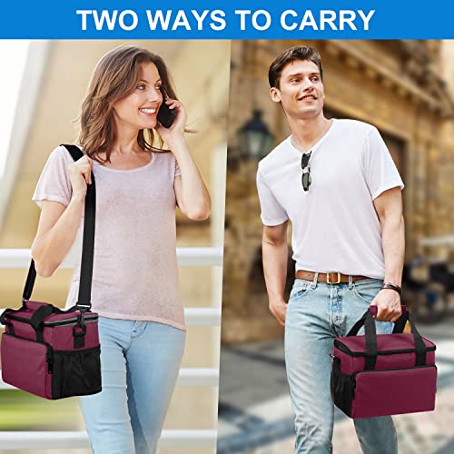 Easyfun Extra Large Adult Lunch Box Insulated Lunch Bag For Men & Women, Lunch Cooler Tote With Adjustable Shoulder Strap, Side Pockets And Water Bottle Holder, Reusable Leak Proof Lunch Bags (Red) #TOP5