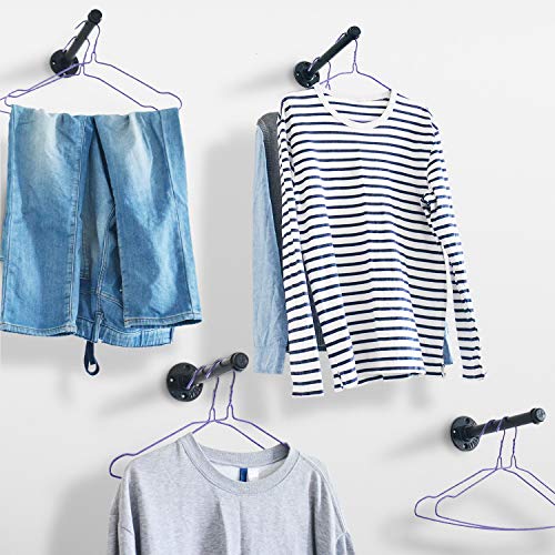 My Rustic Industrial Black Iron Pipe Shelf Brackets –12 Inch Set Of 6, Heavy Duty Rustic Floating Shelf Bracket, Clothing Rack, Coated Finish, Hardware Included thumb #3