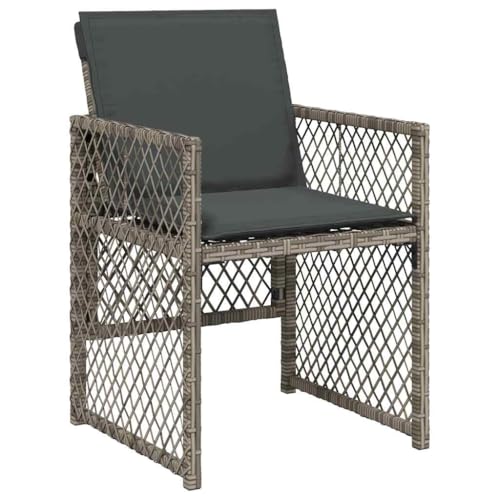 Chaise de jardin résistante aux intempéries en rotin gris avec coussin lavable - 5