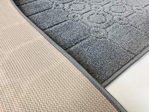 Hallway Entryway Kitchen Stair Custom Length Runner Rug Carpet With Slip-Skid Resistant Latex Rubber Back 25 Inch Wide X Customized Length , Art Grey, 25 Inch X 8 Feet #TOP5