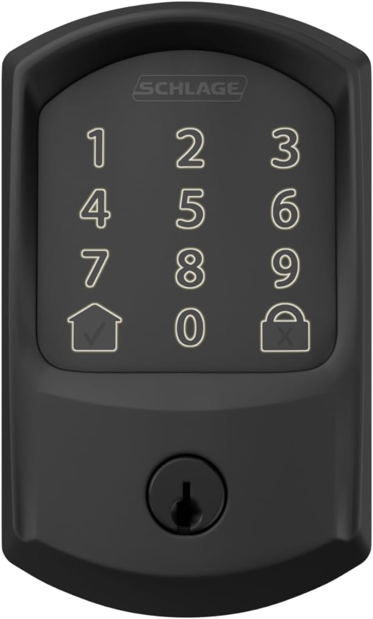Schlage Encode Smart Wi-Fi Deadbolt Lock with Touchscreen Keypad, Keyless Front Door Entry, App Control, Alexa, Google Home and Airbnb Compatible, Matte Black, BE489WB GRW 622 9 51PqBBlwaIL. AC SL1500