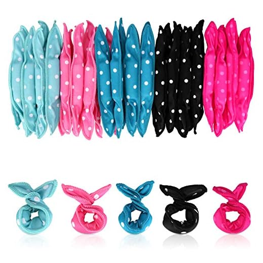 Locisne 40pcs No Heat Curlers You Can Sleep in, Hair Rollers for Long Hair DIY(5 Colors)