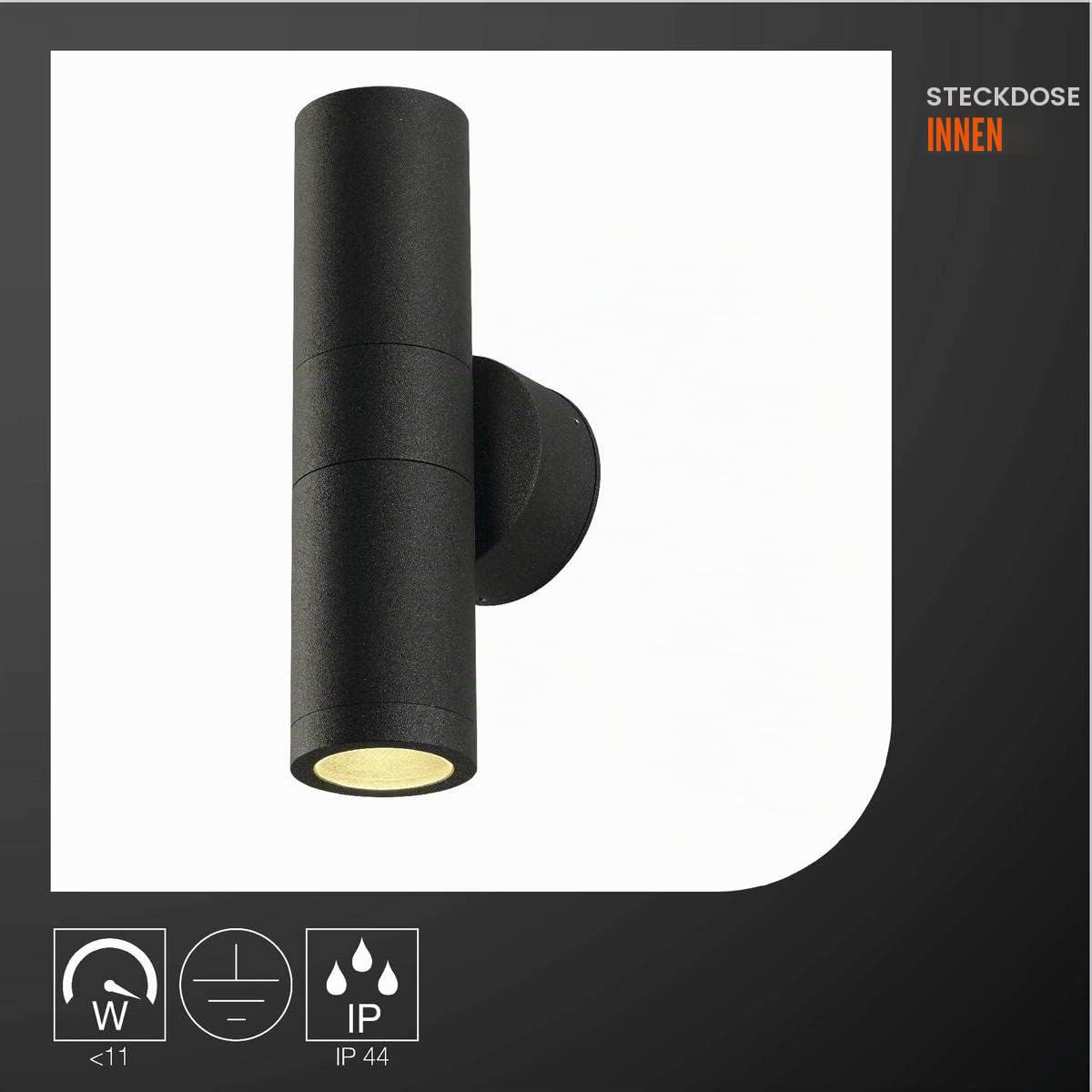SLV Wandaufbauleuchte ASTINA/Beleuchtung für Wände, Wege, Eingänge, LED Spot außen, Aufbau-Leuchte Outdoor, Gartenlampe / GU10 IP44 11W anthrazit