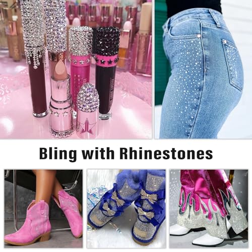 Image of 1440PCS SS8 Crystal Glass Flatback Rhinestones, Round Flat Back Crystal Gems for Nail Art and Craft Clothes, Glue Fix Diamond Stones Hot Pink (2.3-2.5mm)