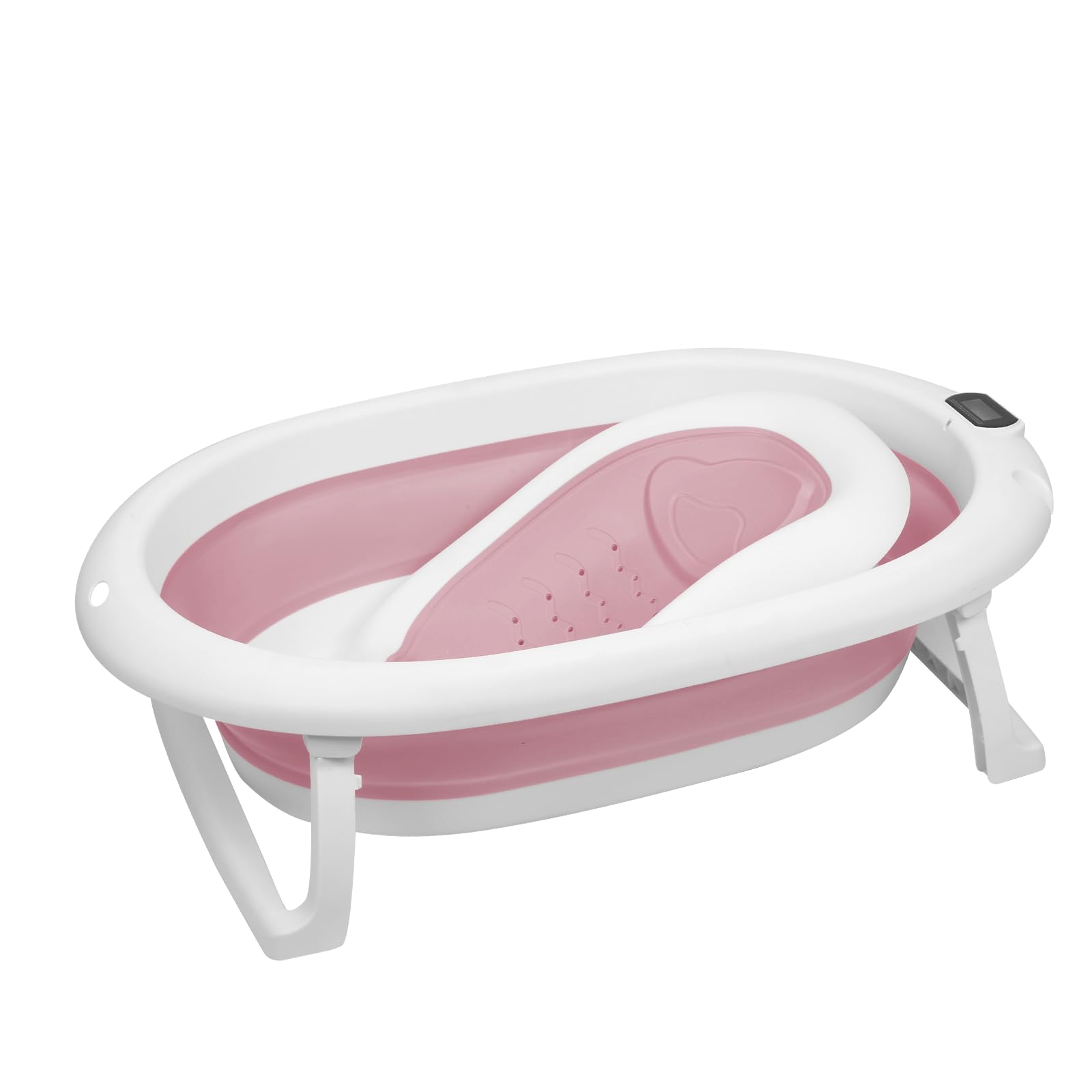 Bañera para bebés con soporte, ergonómica para bebés, con soporte, cierre compacto, organizador para padres, hasta 10 kg, Style 1, 85 x 47 x 85 cm, rosa