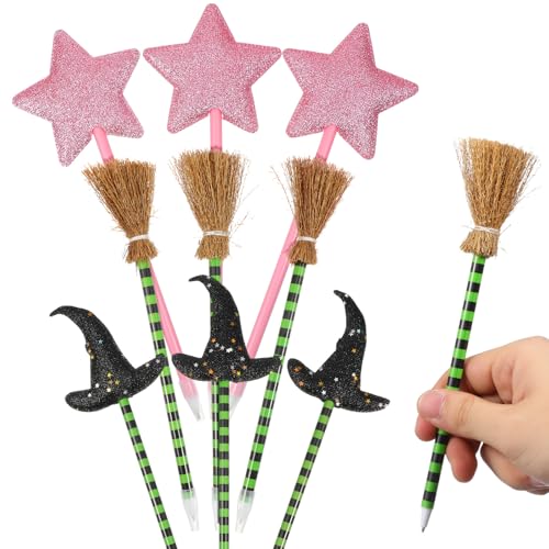 Bolígrafos de gel para San Valentín y Halloween: pack de 18 divertidos con escoba y estrella