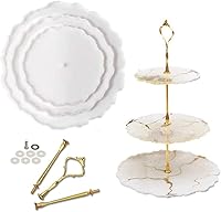 ResinWorld 3-Tier Thick Resin Mold for Geode Cake Stands - Epoxy Silicone Tiered Tray Kit with Gold Fittings