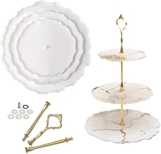 RESINWORLD Thick 3 Tier Resin Mold, Cake Stand Molds for Resin, Epoxy Resin Tiered Tray Mold, Geode Resin Silicone Casting Mold with Hardware Fittings for Making Cupcake Serving Stand